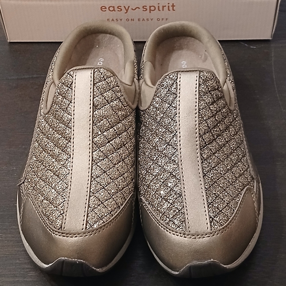 Easy Spirit Comfort Shoes Traveltime Bronze Shimmer Slip-On Women's Anti-Slip 8W - Picture 8 of 9